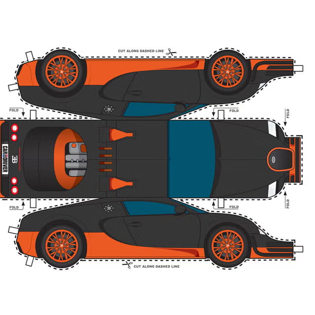 Maqueta papercraft del Bugatti Veyron