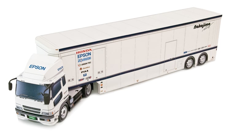 Maqueta papercraft del Epson Nakajima Racing Transporter