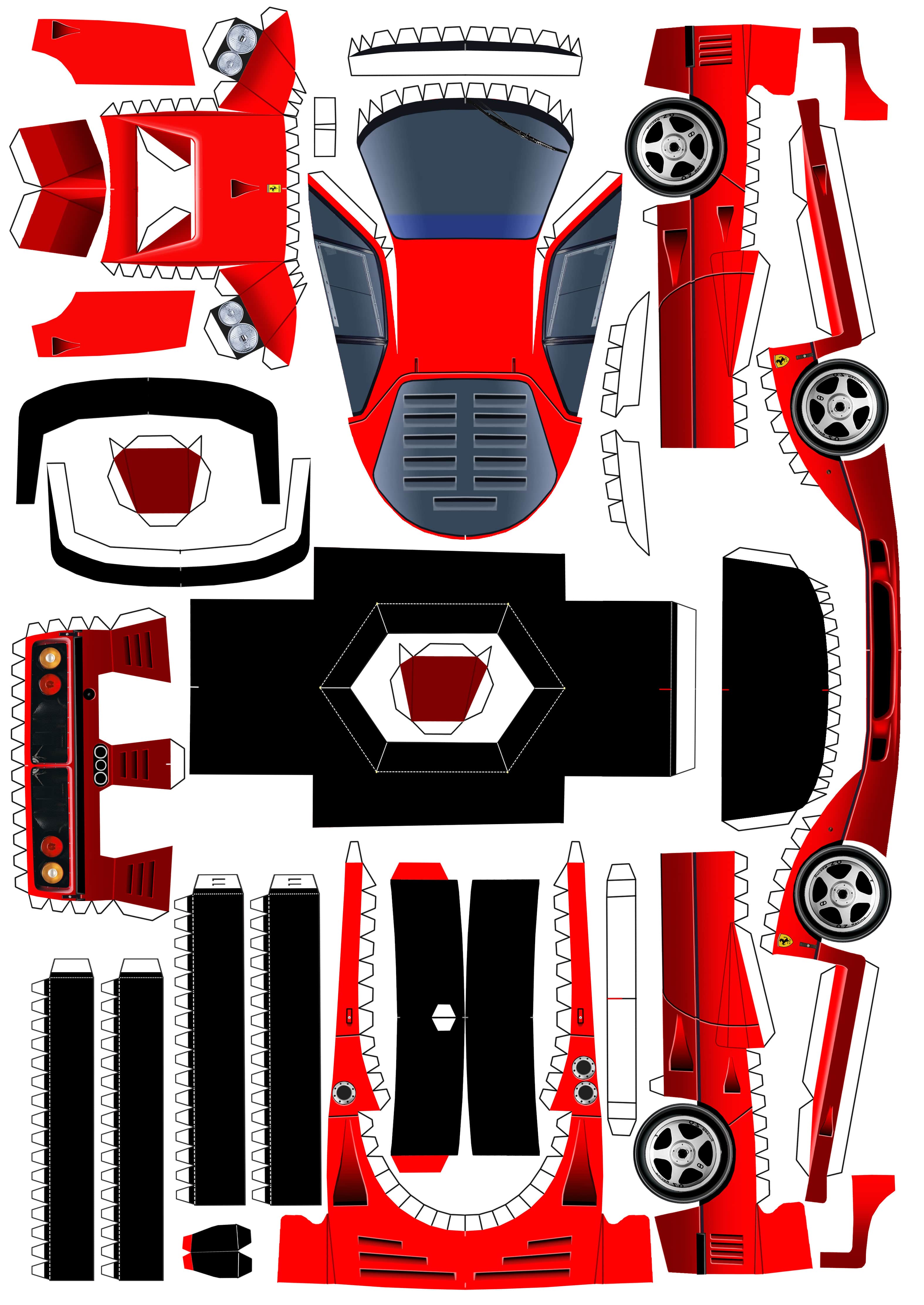 Maqueta papercraft del Ferrari F40 GTE