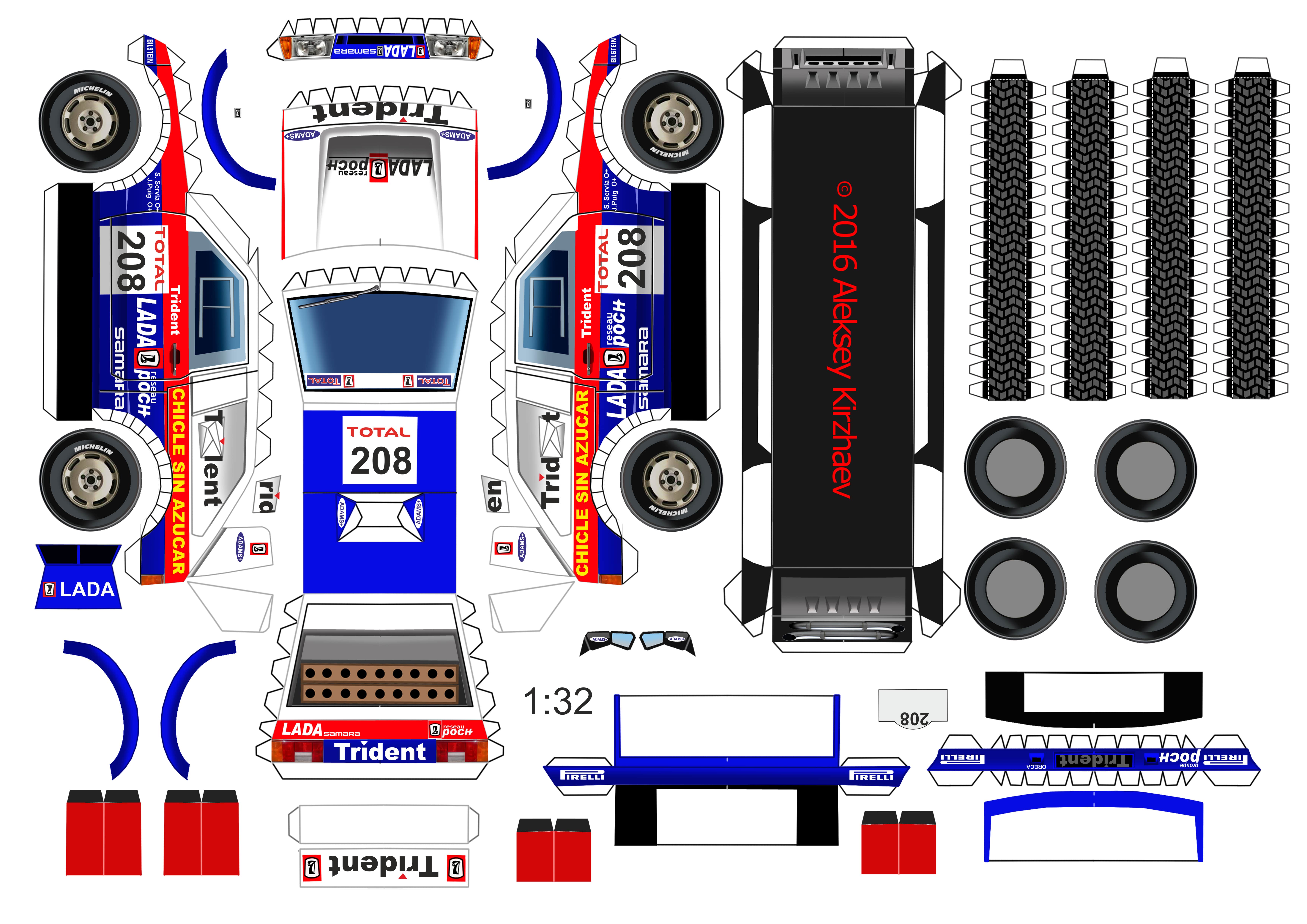 Maqueta papercraft del Lada Samara T3 Dakar