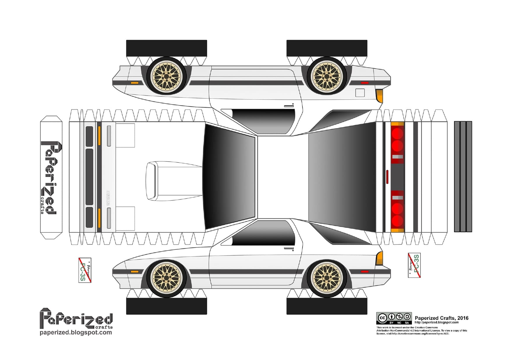 Maqueta papercraft del Mazda RX-7 (FC)