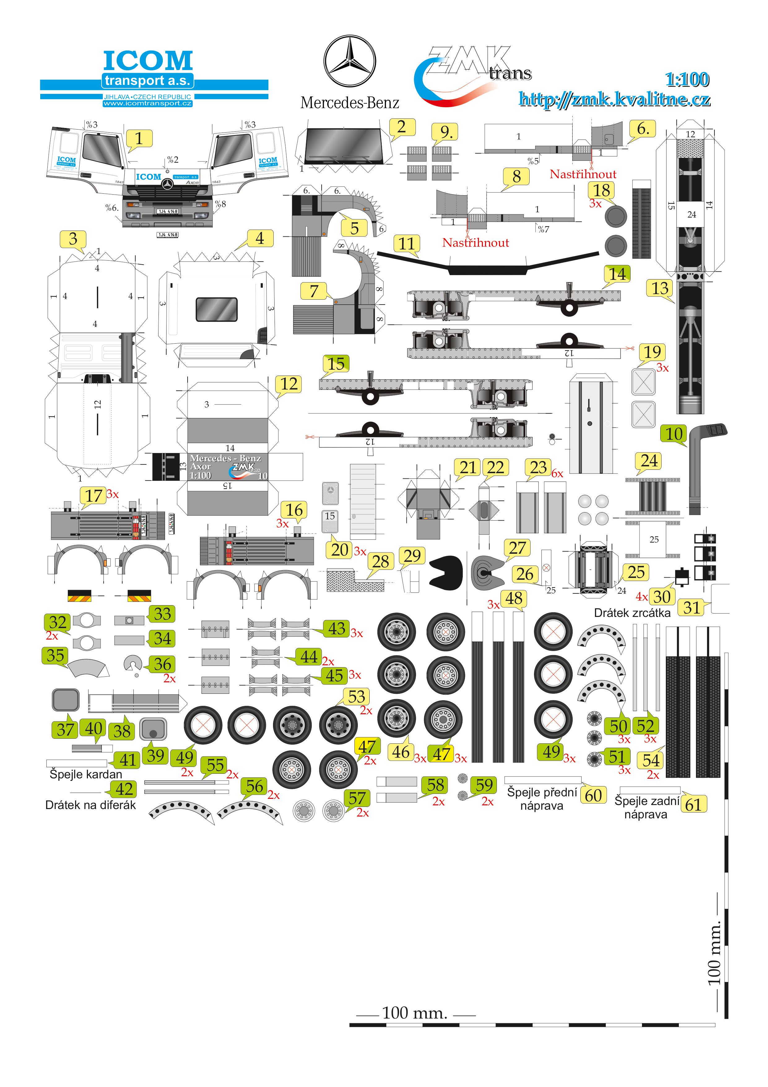 Maqueta papercraft del Mercedes-Benz Axor