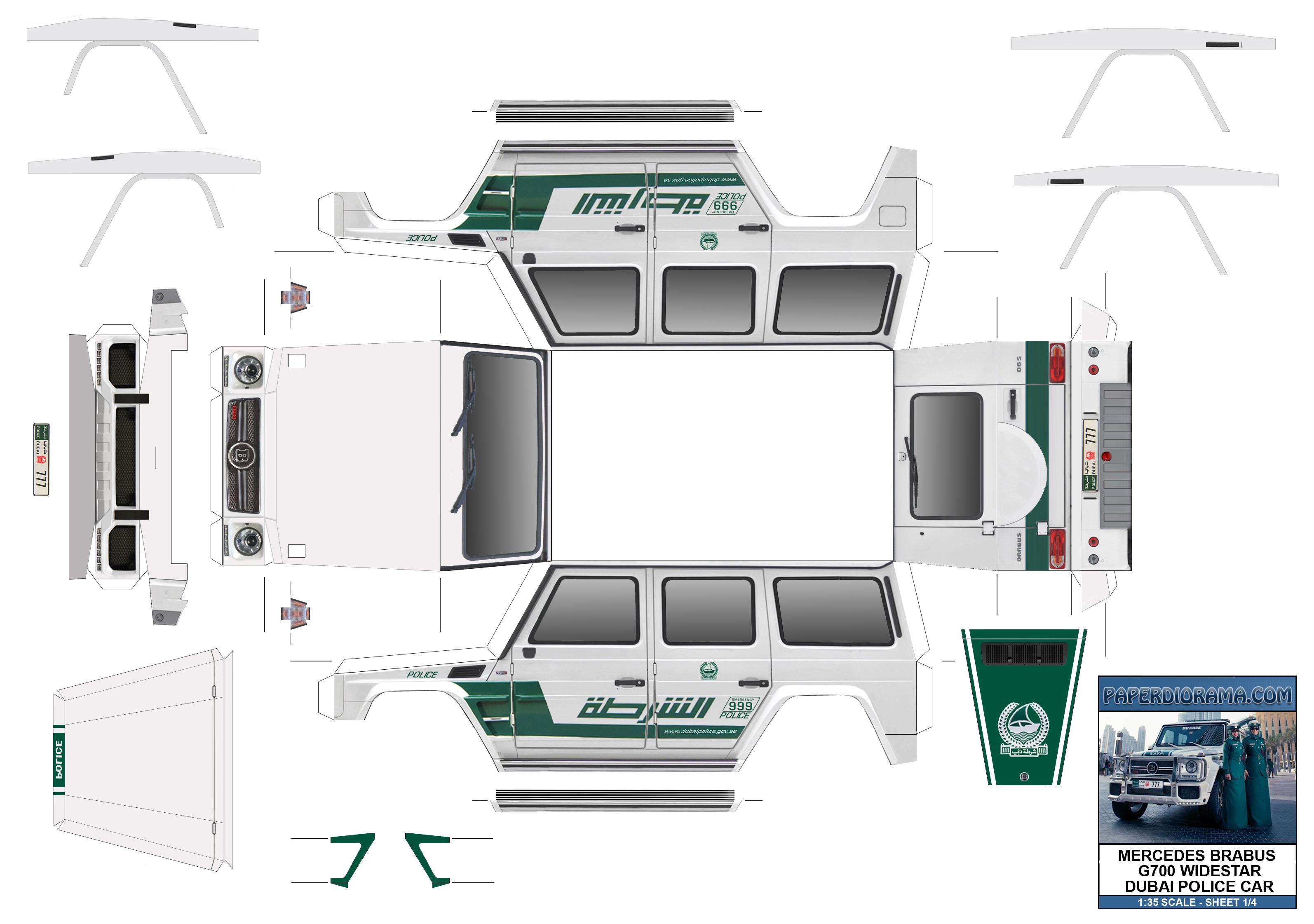 Maqueta papercraft del Mercedes-AMG G63 (Policía de Dubái)