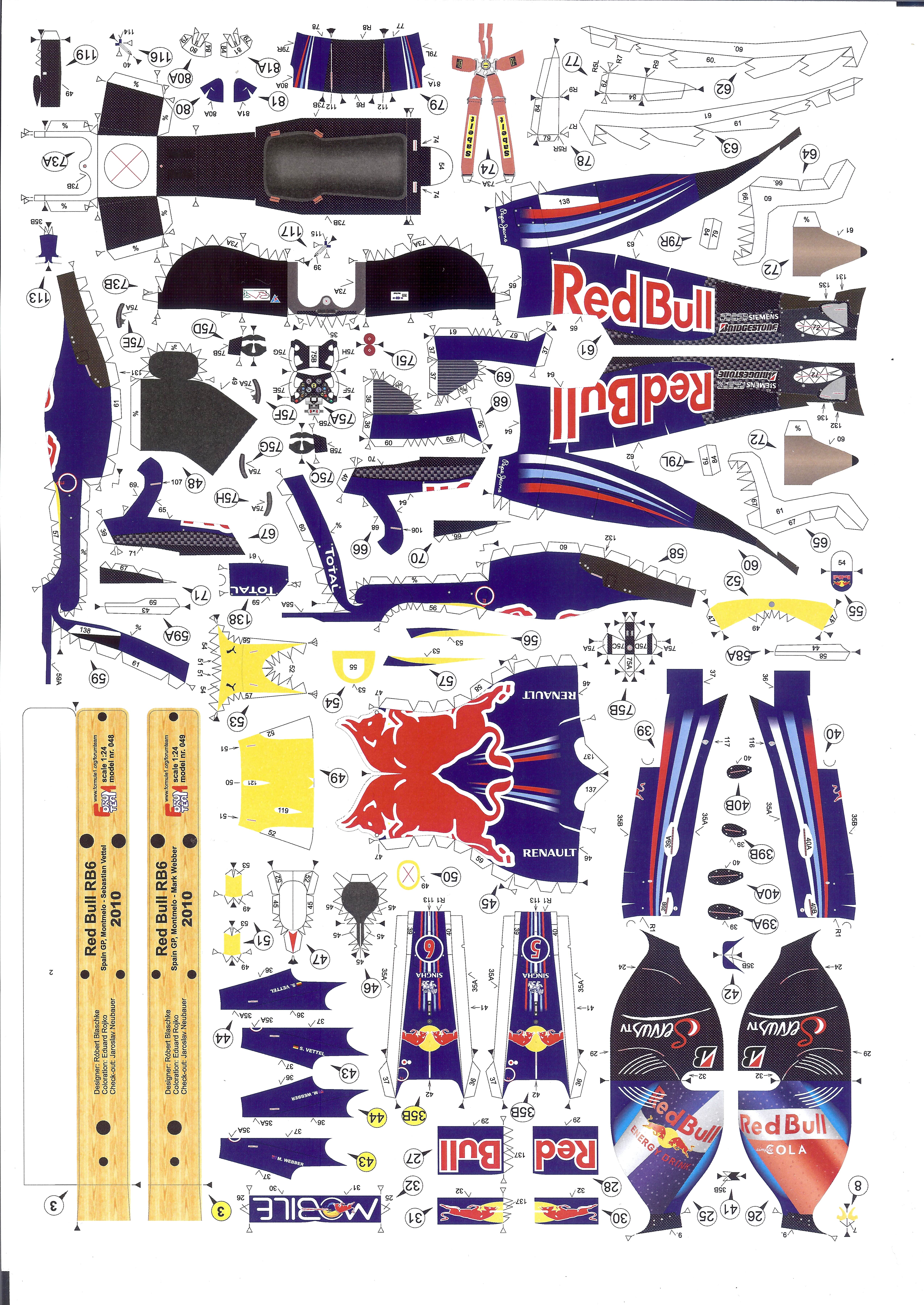 Maqueta papercraft del Red Bull RB6