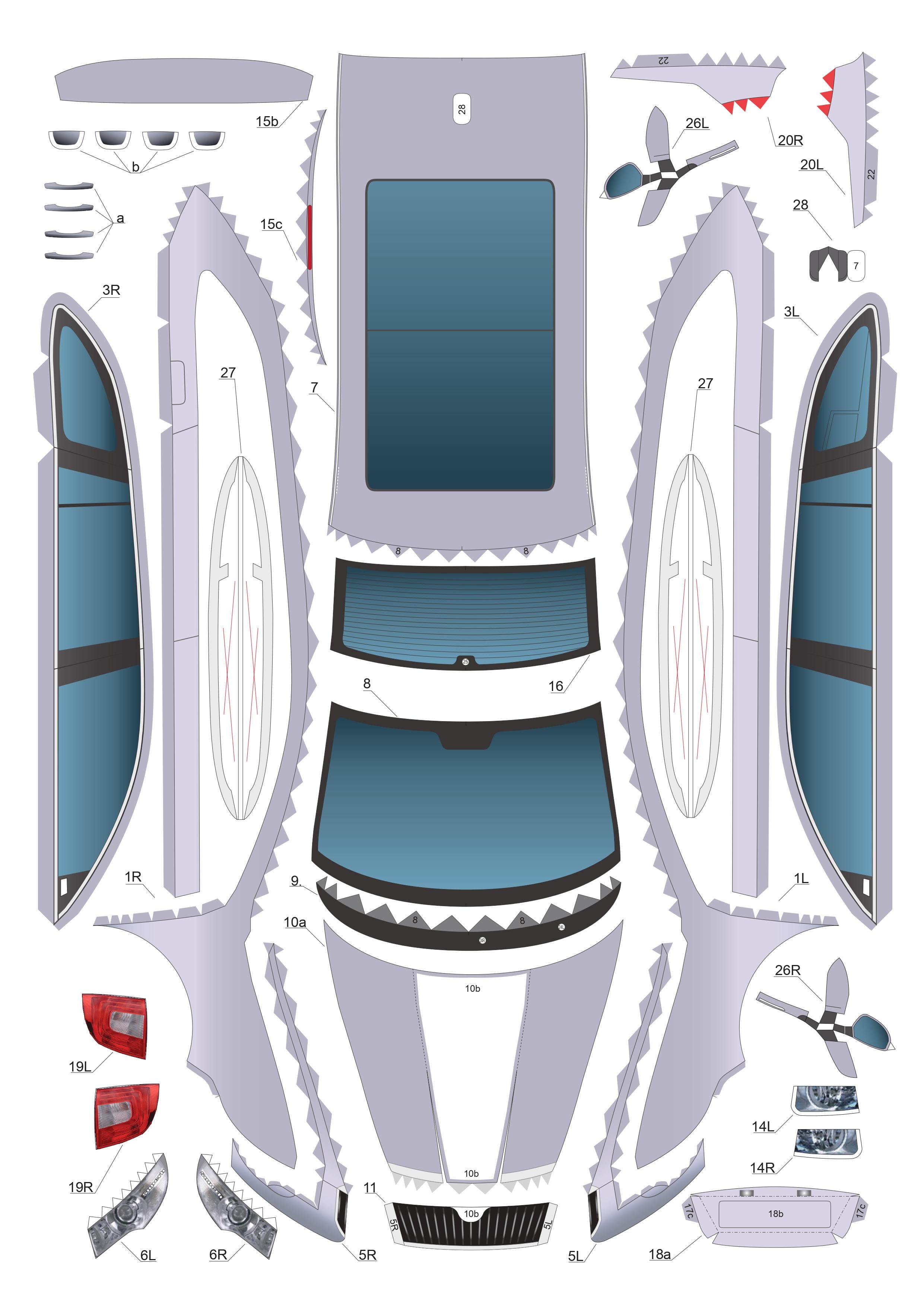 Maqueta papercraft del Škoda Superb Combi