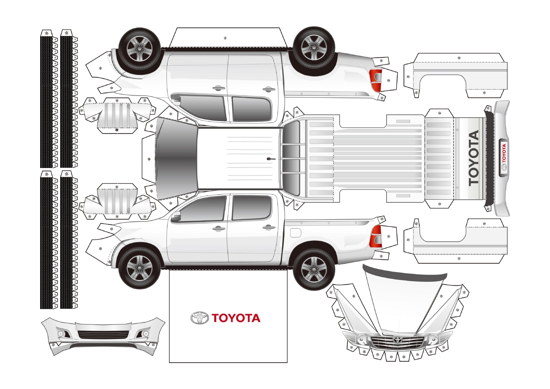 Maqueta papercraft del Toyota Hilux