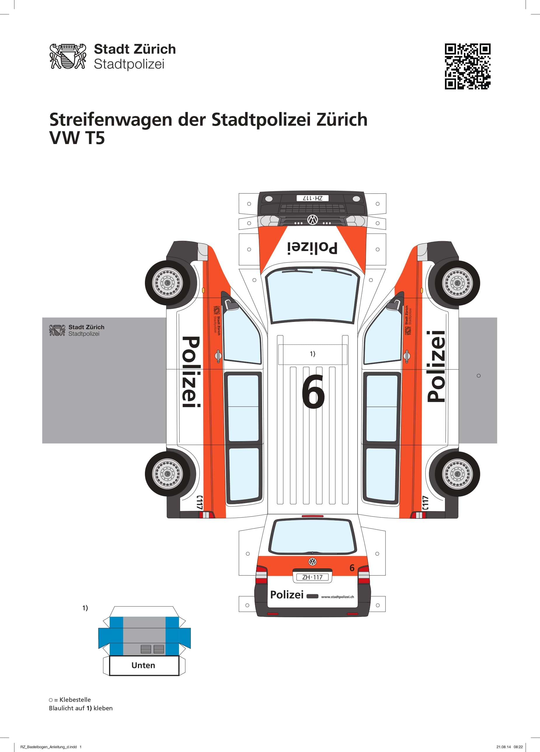 Maqueta papercraft del VW Transporter T5 (Policía)